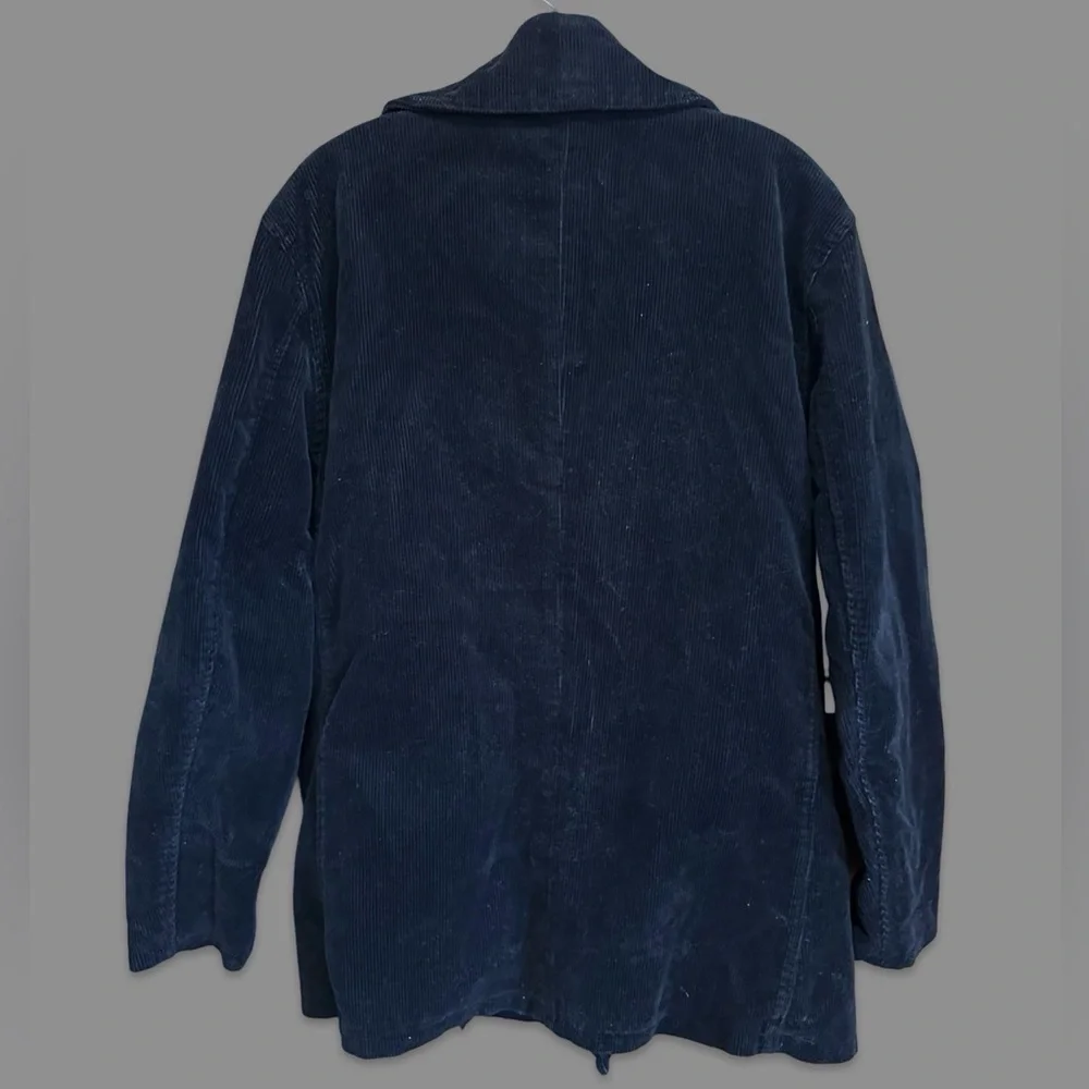 The Bronson Mfg Heritage Corduroy Peacoat Double Breasted Coat Black Retro Sz 40